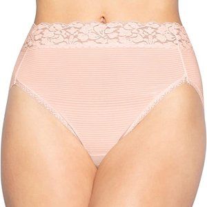 Vanity Fair NWT Peach Sorbet Stripe Flattering Hi-Cut Lace Brief 13280 M 6